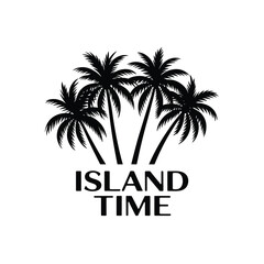 Tropical island time silhouette of palm trees artistic representation