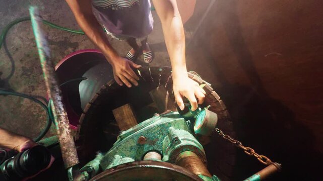 The winemaker prepares the must