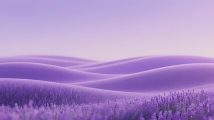 Obraz premium Rolling hills covered in purple lavender fields under a soft pastel sky