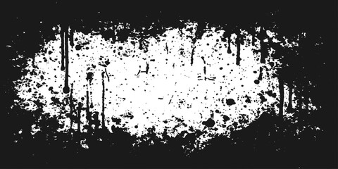 Abstract dark grunge texture background with a black ink splat and a floral silhouette