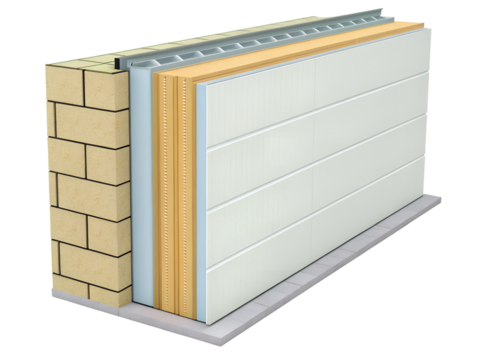Cross section of insulated wall isolated on transparent background - Powered by Adobe