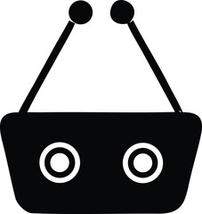 Simple black silhouette shopping cart icon representing e-commerce online shopping and retail services