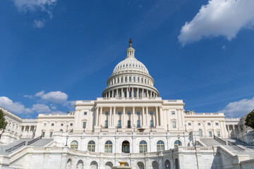 US Capitol building under blue skies