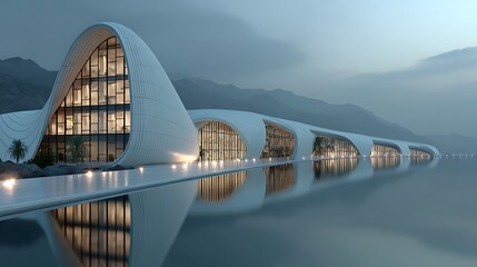 Modern architectural design with flowing curves high resolution picture