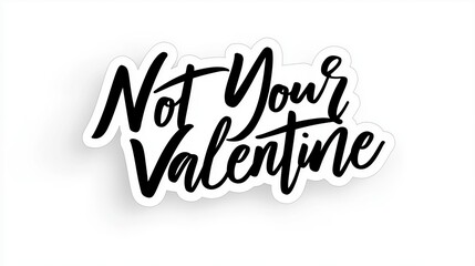 Funny text sticker saying Not Your Valentine, sassy aesthetic font, white background