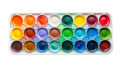 watercolor paint palette on transparent background