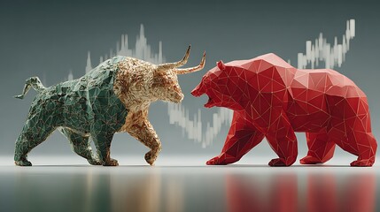 Red bear and golden bull sculpture high resolution picture