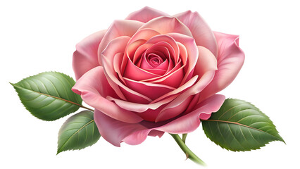 Naklejka premium single blooming rose illustration on transparent background