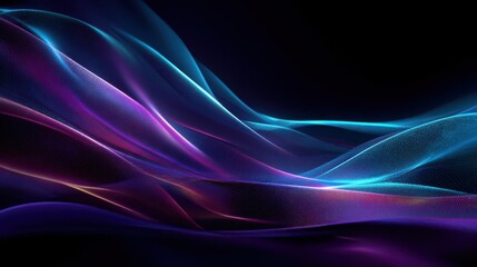 Fototapeta premium Abstract flowing waves of neon purple and electric blue light on a dark background