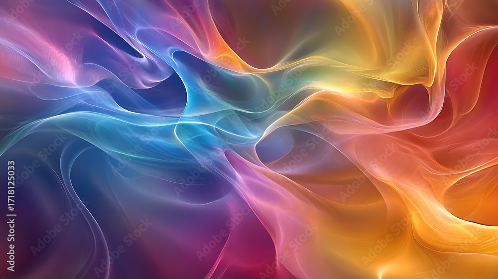 Poster chromatic symphony: a mesmerizing display of colors swirling together, forming an abstract piece tha
