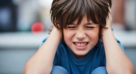 Stressed Kid Blocking Noise with Hands