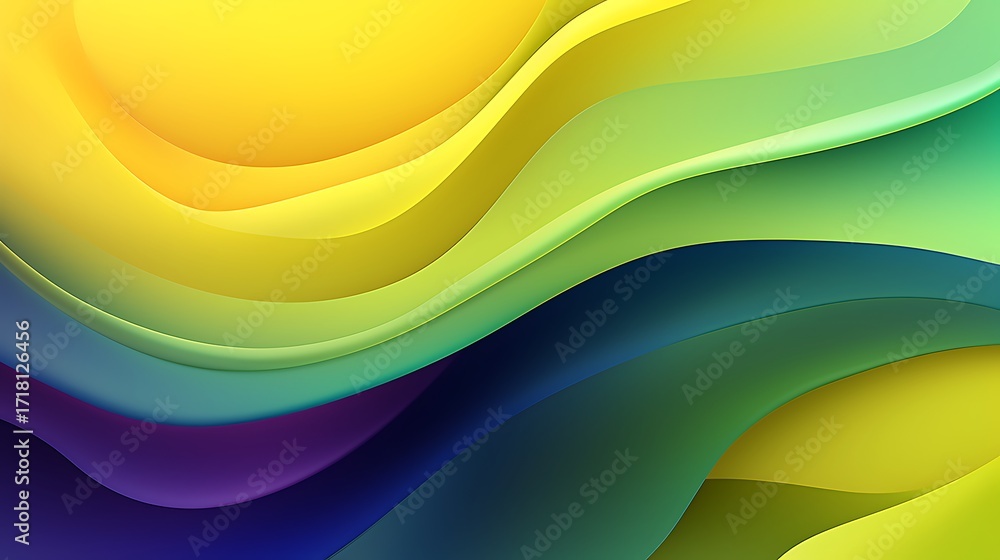 Poster colorful abstract composition: a mesmerizing digital art piece unfolds, featuring vibrant, layered w