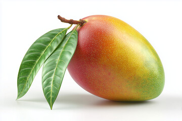 A ripe mango, 3D render, isolated on a white background.
