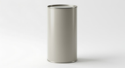 Plain Gray Metal Can on White Background container