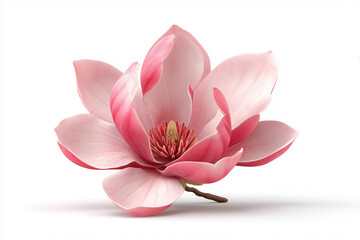 A single magnolia flower, 3D render, isolated on a white background.