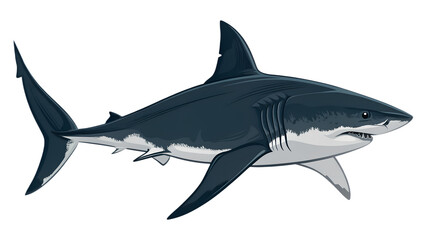 Obraz premium Shark Silhouette – Realistic Vector Illustration, Side View, Isolated on Transparent Background, Ocean Predator, Minimalistic Vector Design 