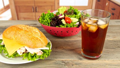 Lunch on a wooden table