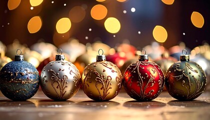 Christmas ornaments in warm bokeh