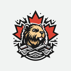 angry beaver logo design, vector illustration Canadian icon logo design concept. Beaver day illustration. Beaver Mascot Logo, Cartoon Beaver Mascot. Beaver family illustration. line art beaver logo