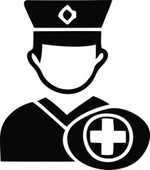 Icon representing a medical professional doctor nurse or surgeon with a healthcare symbol for clinics hospitals or emergency services