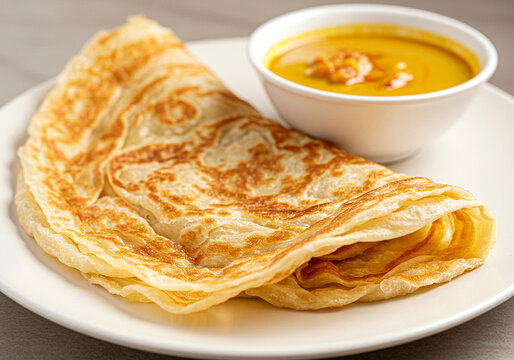 Crispy Fluffy Roti Canai on Plate