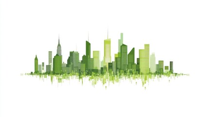Fototapeta premium Abstract green city skyline
