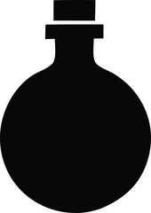 Stylized black silhouette of a vintage canteen or flask with a stopper ideal for adventure and travel designs