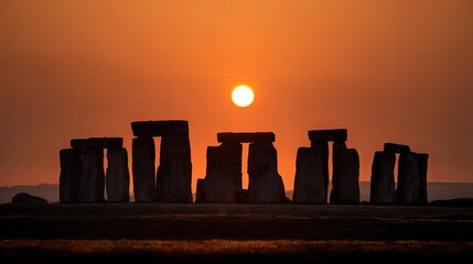 Sunrise silhouettes ancient stones