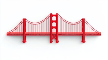 Obraz premium A vibrant red bridge model showcasing iconic design and architectural uniqueness against a clean background.