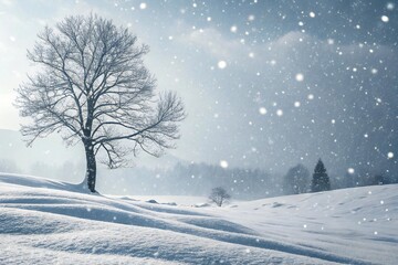 Fototapeta premium Abstract Snowflakes Falling at Night – Minimal Winter Background with Bokeh Glow