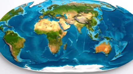 Detailed World Map, Earth Globe, Realistic Relief