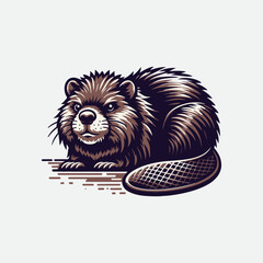 Angry beaver logo design, vector illustration Canadian icon logo design concept. Beaver day illustration. Beaver Mascot Logo, Cartoon Beaver Mascot. Beaver family illustration. line art beaver logo