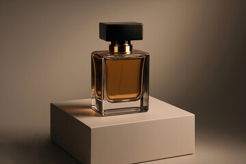 perfume bottle on 3d podium background 