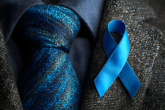 men health Awareness month, blue ribbon to support prostate cancer awareness