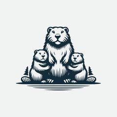beaver logo design, vector illustration Canadian icon logo design concept. Beaver day illustration. Beaver Mascot Logo, Cartoon Beaver Mascot. Beaver family illustration. line art beaver logo