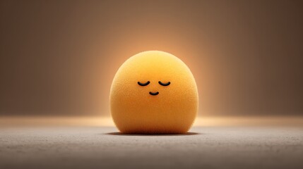 Cute Yellow Fuzzy Emoji Sleeping Peacefully: 3D Render