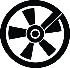 Fototapeta premium Abstract circular graphic with intersecting elements representing a fan or wheel emblem symbol