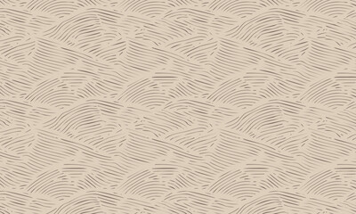 Hand-Drawn Sketchy Japanese Wave Seamless Pattern, Abstract Hill Background © Bayanakun