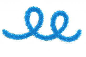 Naklejka premium Shiny blue tinsel garland twisted into decorative loops on transparent background for festive holiday design