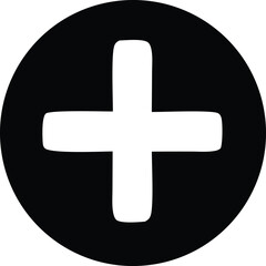 Bold white plus symbol inside a solid black circle a classic icon for addition medical and positive concepts