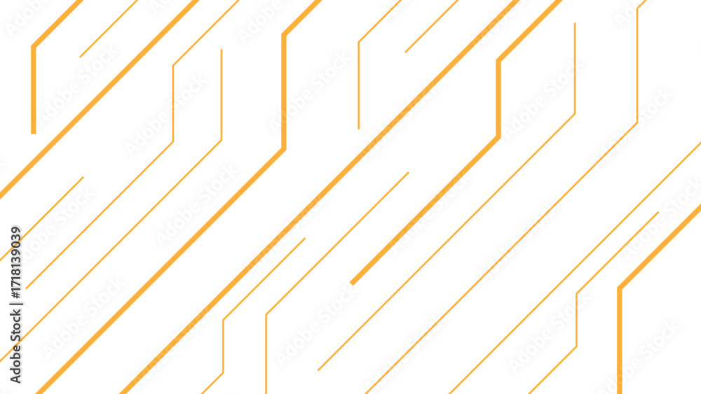 Poster abstract clean background featuring diagonal orange circuit-like lines. thin geometric line with fut