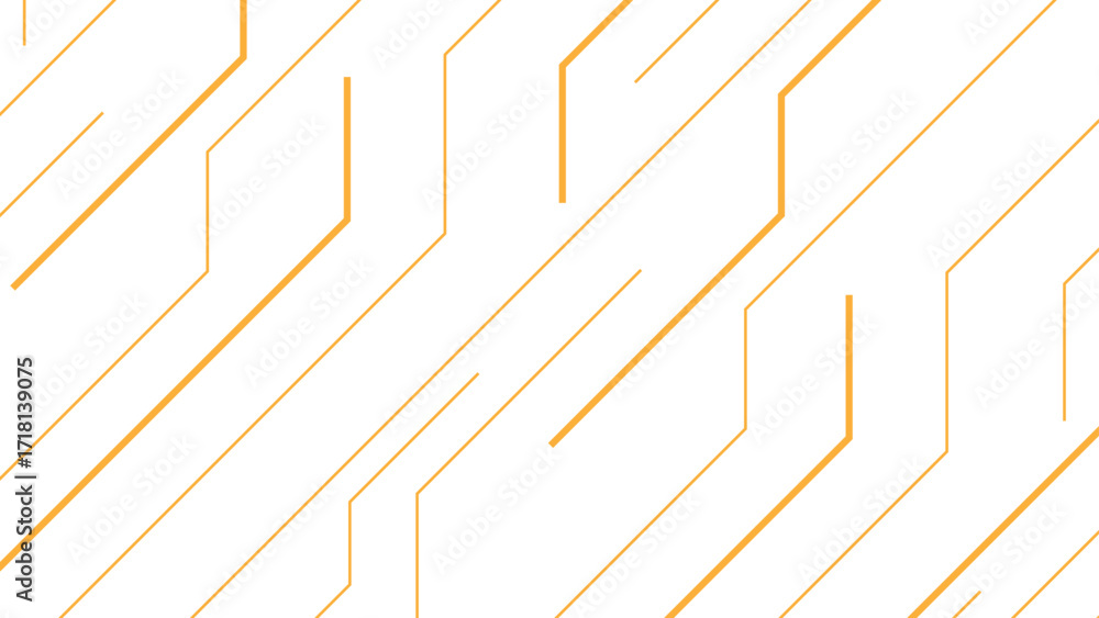Poster abstract clean background featuring diagonal orange circuit-like lines. thin geometric line with fut