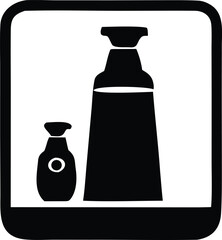 Two silhouette bottles products perfume cosmetics containers liquid dispenser packaging label design graphic