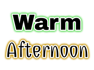 Warm Afternoon bold black typography with glowing green and orange accents, expressing cozy warmth and sunny vibes through playful and vibrant lettering design