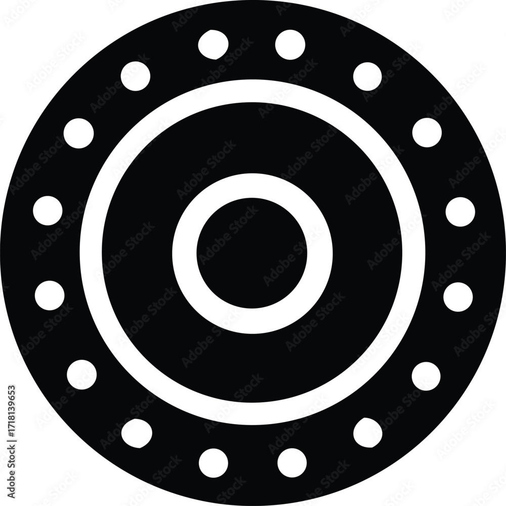 Poster abstract circular design with inner rings and outer dots geometric pattern simple monochromatic embl