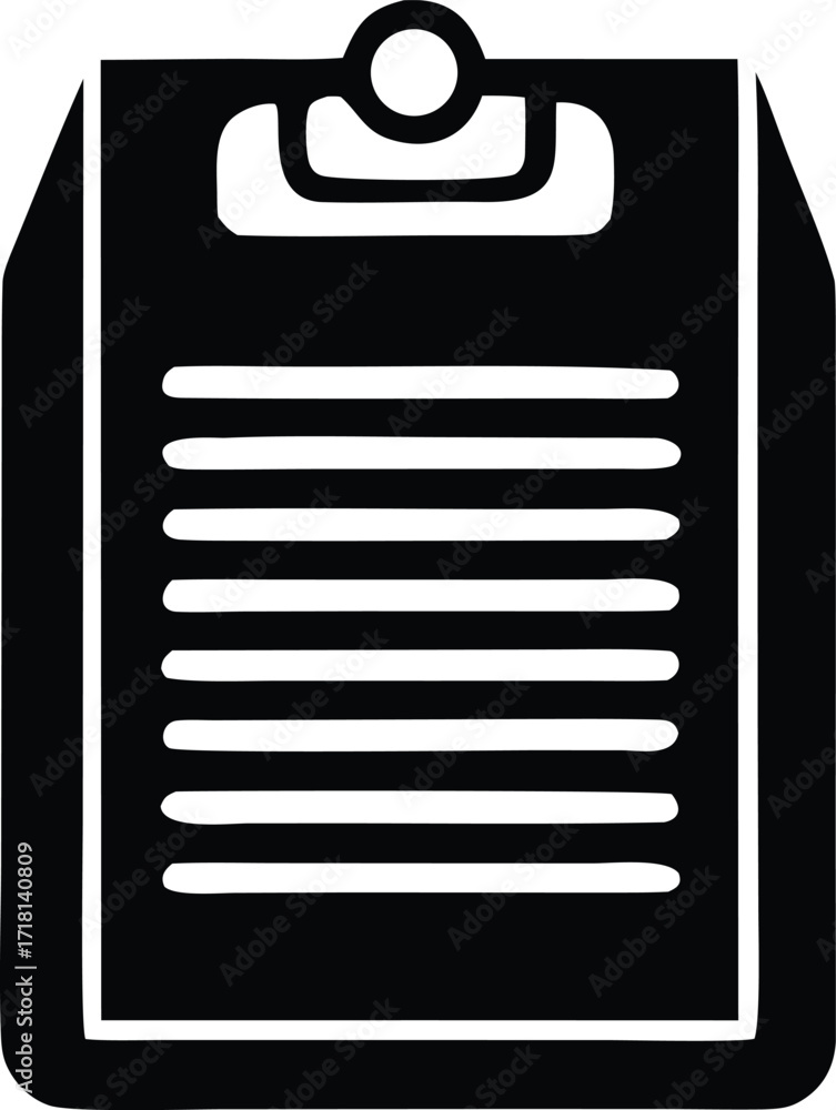 Poster simple icon of a clipboard with lined paper representing notes documents or records for business and