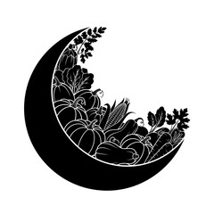 vegetable in moon design element vector