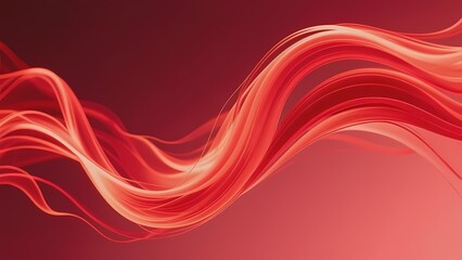 Fototapeta premium Abstract flowing red waves on a gradient background