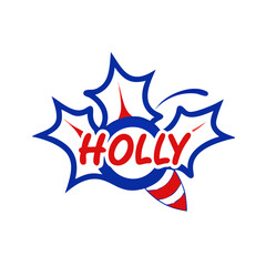 Holly leaves icon with holiday theme and colorful design for Christmas decoration  
