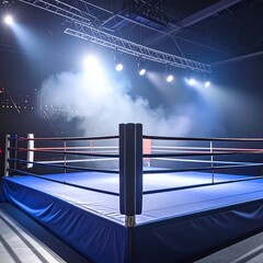 Boxing ring under stadium lights